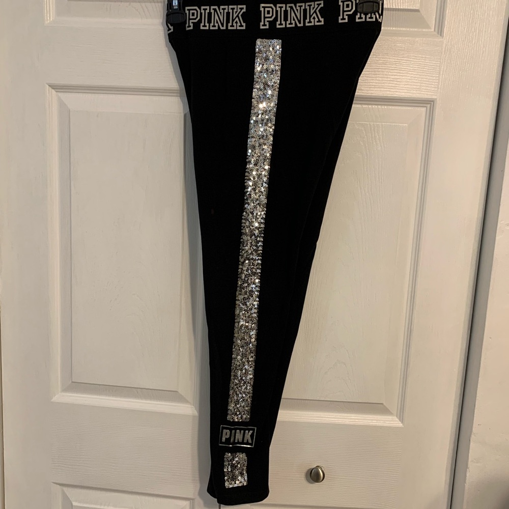 PINK Victoria's Secret Classic sequins Black Yoga Pants